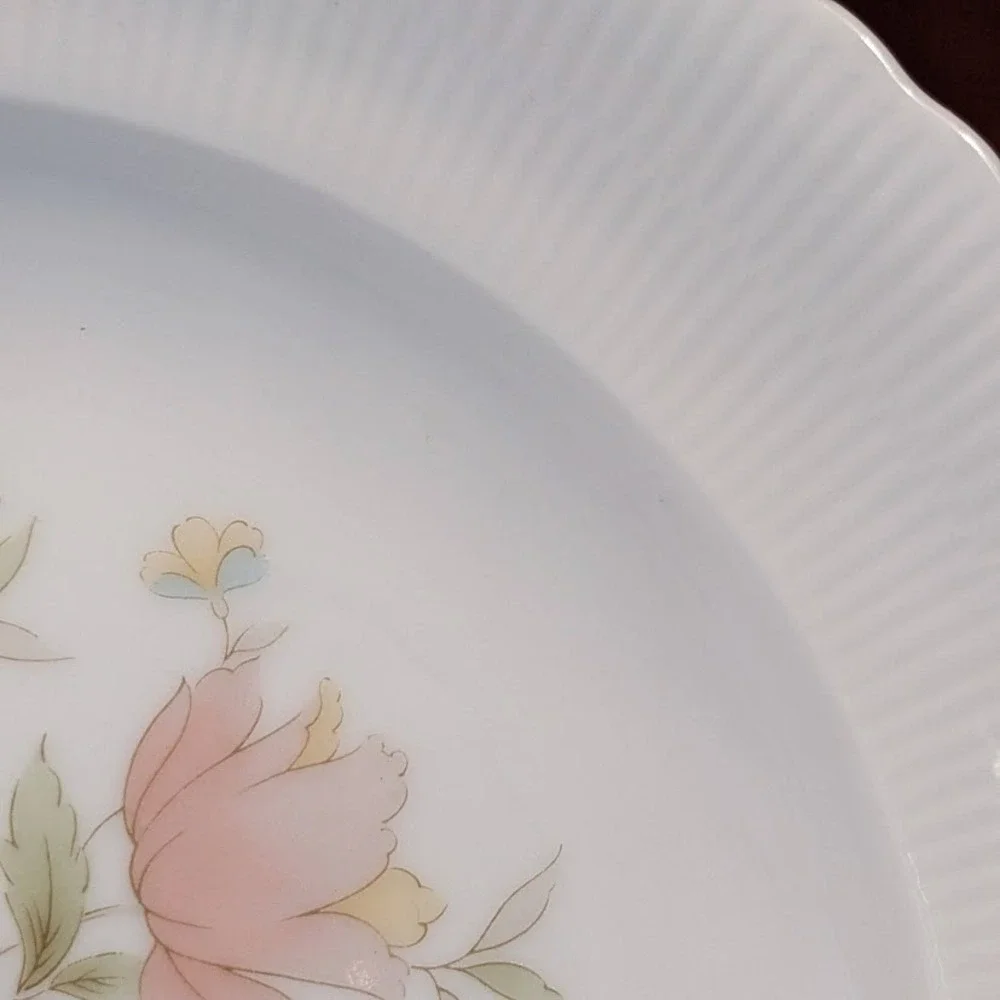 Vintage Ichiyama Toen Japan Floral‎ Porcelain Soup Bowls Set of 6 Ribbed Edge
